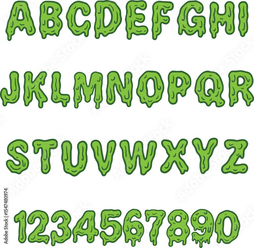 Snot Slime Gooey typography font lettering ABC cartoon vector text