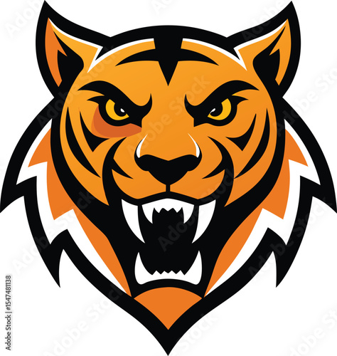 Powerful saber toothed tiger mascot logo design