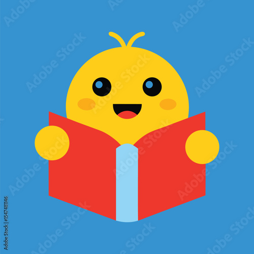 Emoticon Reading Storybook Fairy Tale Scene