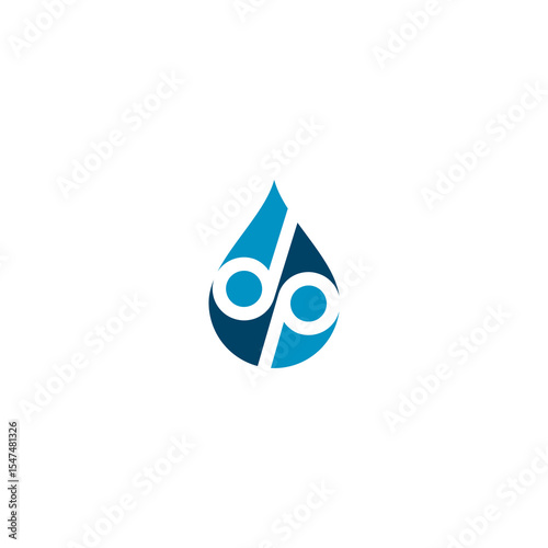 letter dp water drop blue logo vector