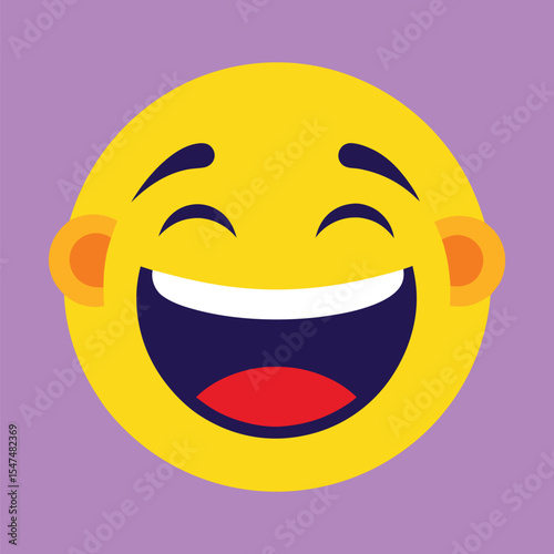 Laughing Cartoon Emoticon with Big Smile