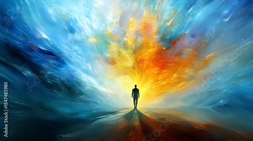 Journey into the Light, abstract, art, artwork, background, blue