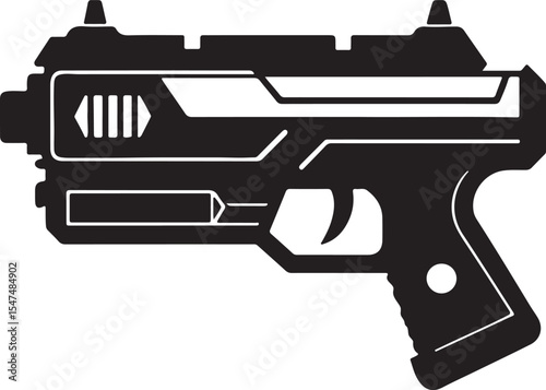toy nerf gun silhouette, black and white silhouette, vector and illustration