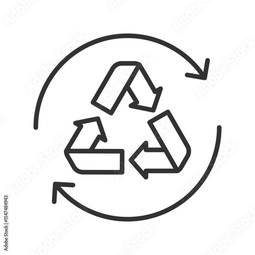 Recyclable, icon in line design. Recyclable, recycling, eco-friendly, sustainability, reuse, green, waste on white background vector. Recyclable, editable stroke icon