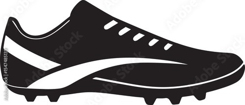 soccer shoe silhouette, black and white silhouette, vector and illustration