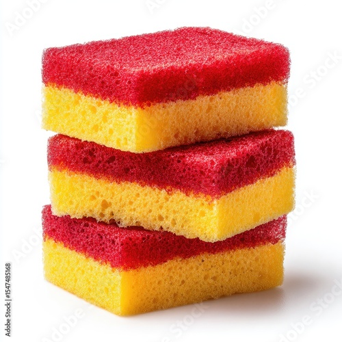 Stack of colorful sponge-like cakes