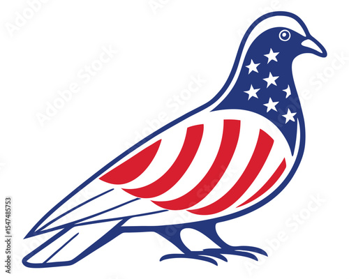 American flag inspired dove symbolizing peace patriotism and national unity against a white background.