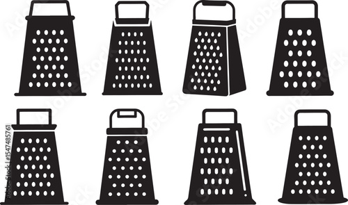 set of grater silhouette, black and white silhouette, vector and illustration