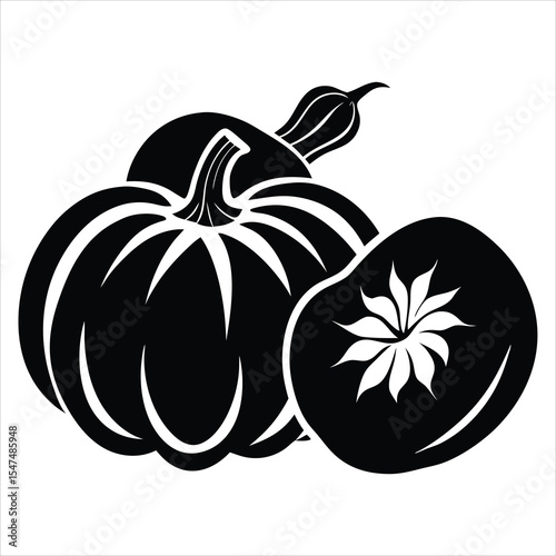 Vegetable silhouette, Black silhouette of vegetables, Black and white fruit and vegetable silhouette, Fruit silhouette vector collection on white background