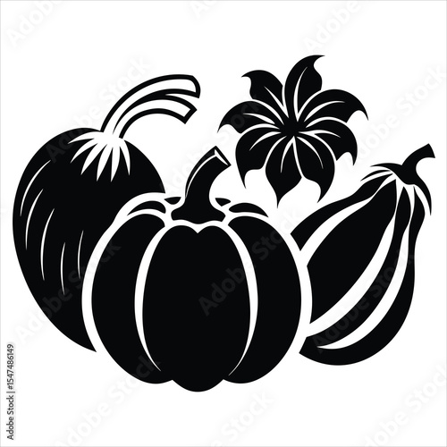 Vegetable silhouette, Black silhouette of vegetables, Black and white fruit and vegetable silhouette, Fruit silhouette vector collection on white background