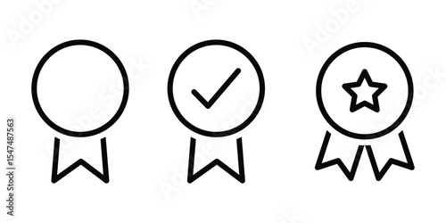Guaranteed signs. Verification icons line icon. Verified badges concept. Icons for social media. Best choice recommended award or premium product, Vector illustration