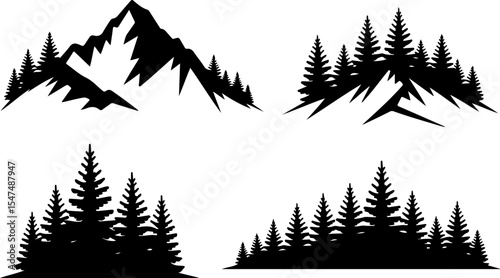 Wilderness Watch: Bear in the Mountain Pines  bear, forest, wild animal,  vector bundle
