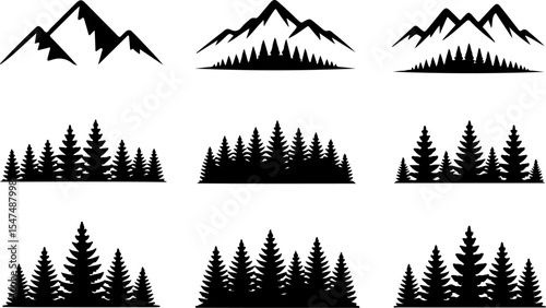 Wilderness Watch: Bear in the Mountain Pines  bear, forest, wild animal,  vector bundle