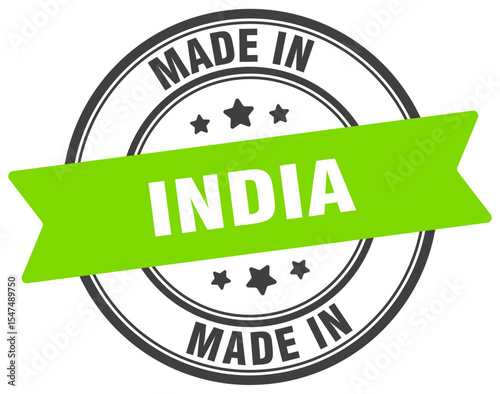 Made in India round sign. Made in India stamp.