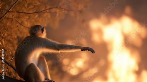 Monkey trapped in wildfire 