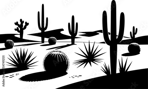 Cactus and Succulent Silhouettes Set vector bundle
