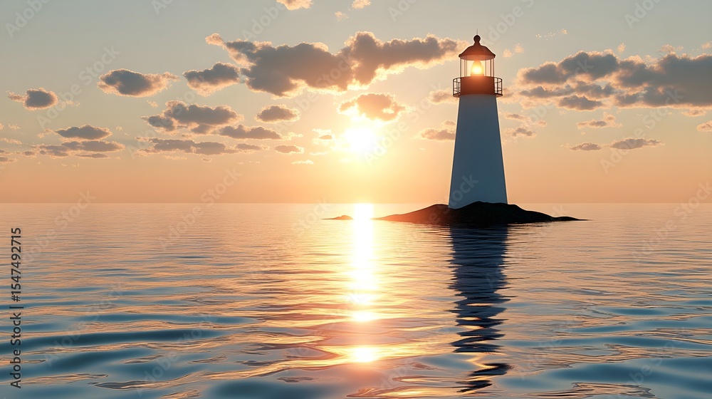 Lighthouse at Sunset, ocean, sea, water, sky, clouds Lighthouse at Sunset, ocean, sea, water, sky, clouds