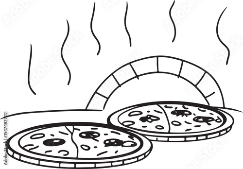 Hot Italian pizza with cheese, mushrooms, and pepperoni vector illustration icon