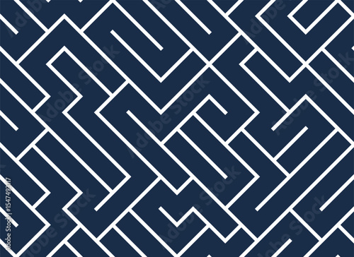 labyrinth maze endless abstract background, vector seamless pattern of a logic game with angular lines, continuous geometrical wallpaper.