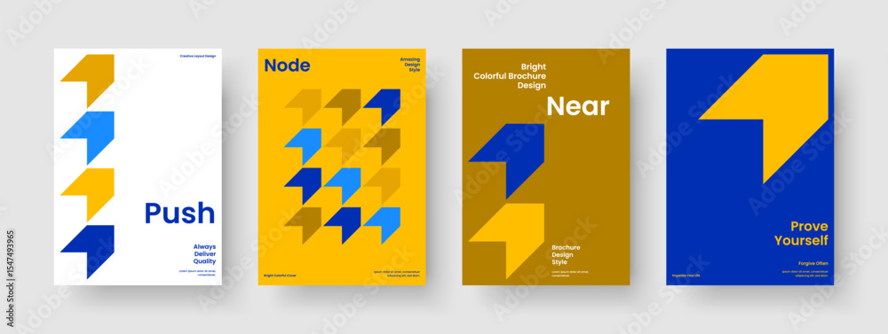 Obraz premium Geometric Poster Layout. Abstract Banner Design. Modern Report Template. Book Cover. Brochure. Business Presentation. Background. Flyer. Newsletter. Leaflet. Pamphlet. Advertising. Notebook