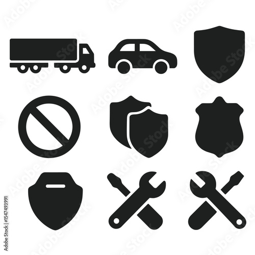 License Icons Collection. Solid style icons of license categories: Class A license, Class B license, Class C license, unlimited