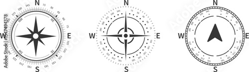 Compass sign. Collection of navigation symbols. Simple design. Vector illustration