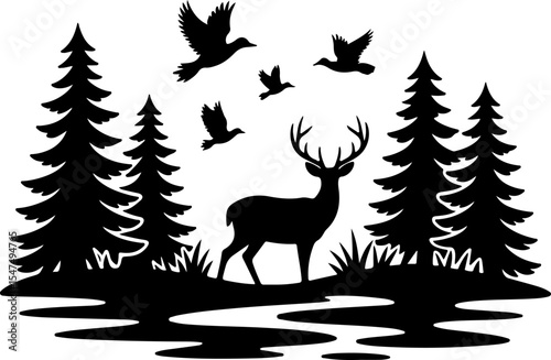 Deer and Fawn Silhouette Collection vector