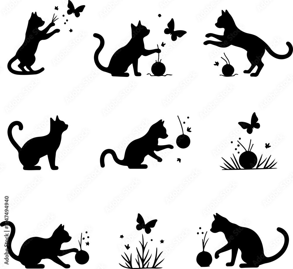 Children and Pets Silhouettes Set vector bundle Children and Pets Silhouettes Set vector bundle
