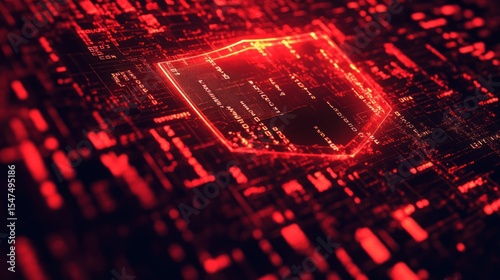 Abstract circuit board with glowing shield