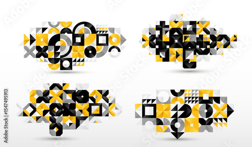 Abstract geometric vector background set, graphic design modern style composition, wallpaper art pattern, mosaic geometrical abstraction collection.