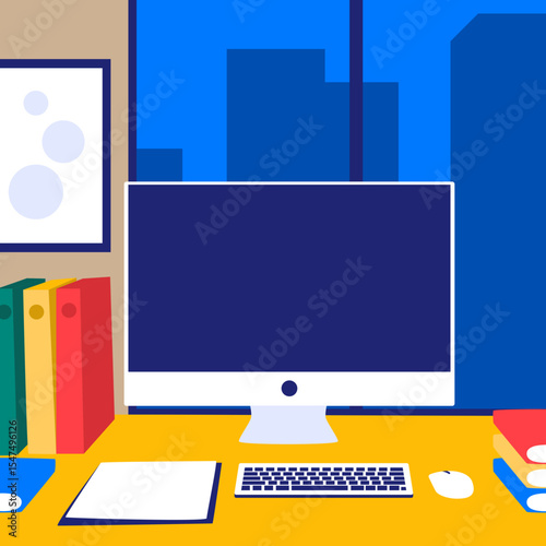 Workplace scenery illustration