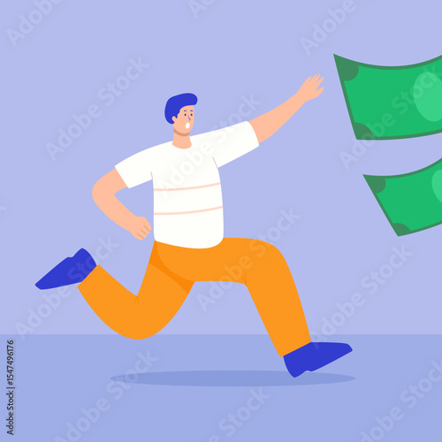 People are chasing money illustration