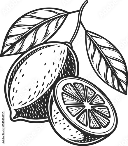 Vibrant vector illustration of fresh citrus fruits, including juicy oranges and lemons with green leaves, embodying healthy, sweet, and ripe summer nature