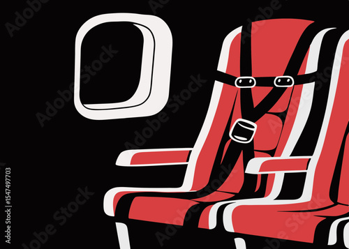 Airplane child seat, red and black, safety, travel