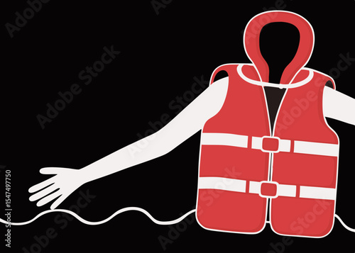 Person wearing life vest in water, safety precaution, for websites