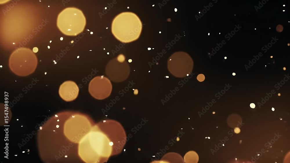 Golden Bokeh Lights Overlay Black Background Footage for Cinematic Effects