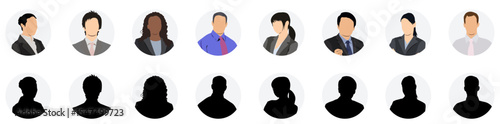 Diverse Minimalist Avatar Icon Set of Businessmen and Businesswomen Profiles Vector Art