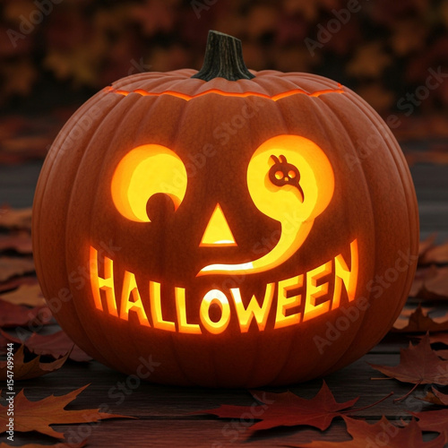 Lit Halloween Pumpkin with ...