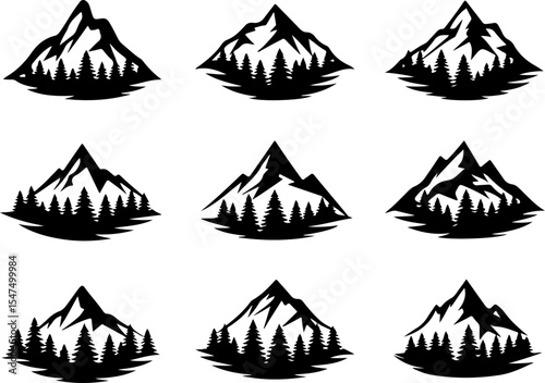 Wildlife and Nature Silhouettes in Forest and Mountain Scenery