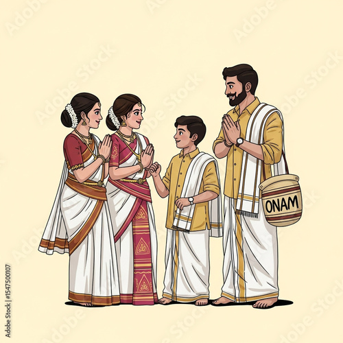 Happy Onam Family in Tradit...