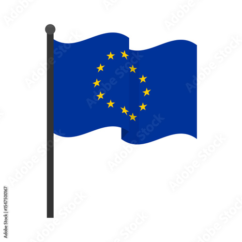 Waving European Union flag on flagpole