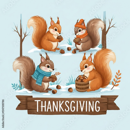 Thanksgiving Squirrels Gath...