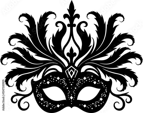 Ornate Masquerade Mask Silhouette vector