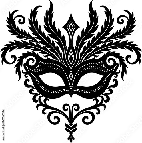 Ornate Masquerade Mask Silhouette vector