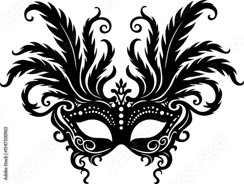 Ornate Masquerade Mask Silhouette vector