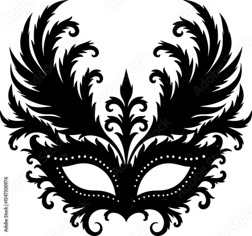 Ornate Masquerade Mask Silhouette vector