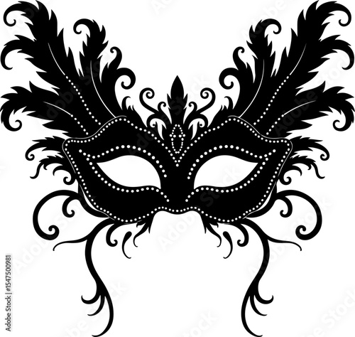 Ornate Masquerade Mask Silhouette vector