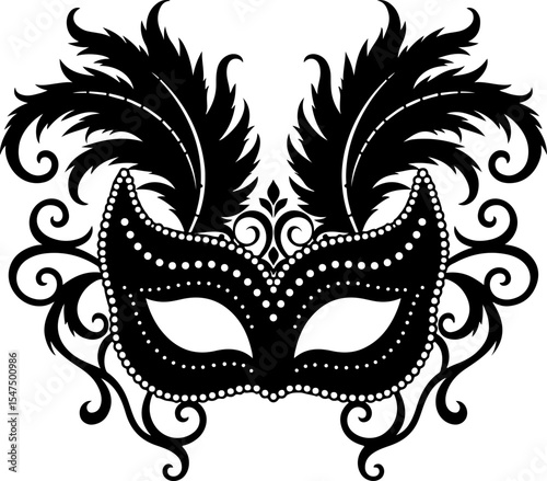 Ornate Masquerade Mask Silhouette vector