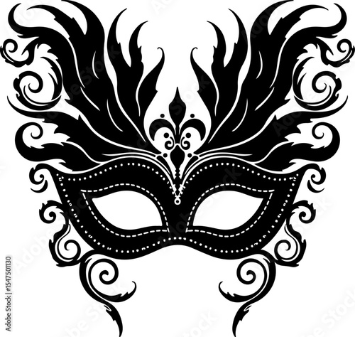 Ornate Masquerade Mask Silhouette vector