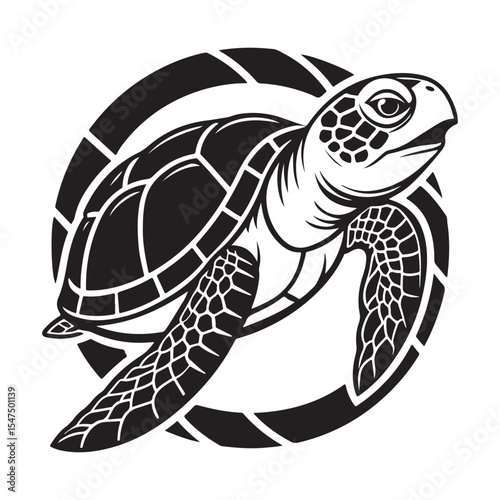 Sea Turtle Silhouette Tribal Design Marine Wildlife Vector Art
